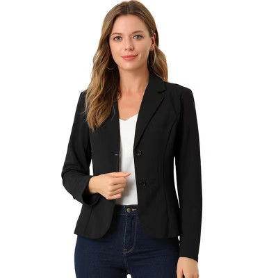 Allegra K Women's Elegant Work Office Lapel Collar Button Down Stretch Suit Blazer | Target