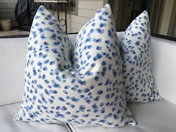 Ballard Designs Pillow Cover in Mira blue and white animal print | Etsy (US)