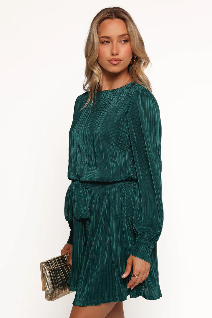Joy Plisse Mini Dress - Dark Jade | Petal & Pup (US)