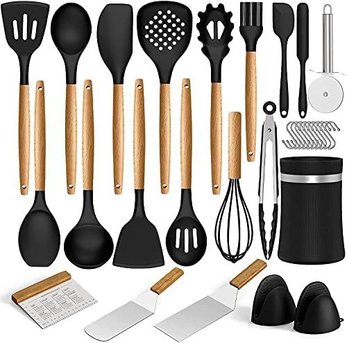 Umiten 31pcs Kitchen Utensils Set Silicone Cooking Utensils - Heat Resistant Kitchen Tools Wooden Ha | Amazon (UK)