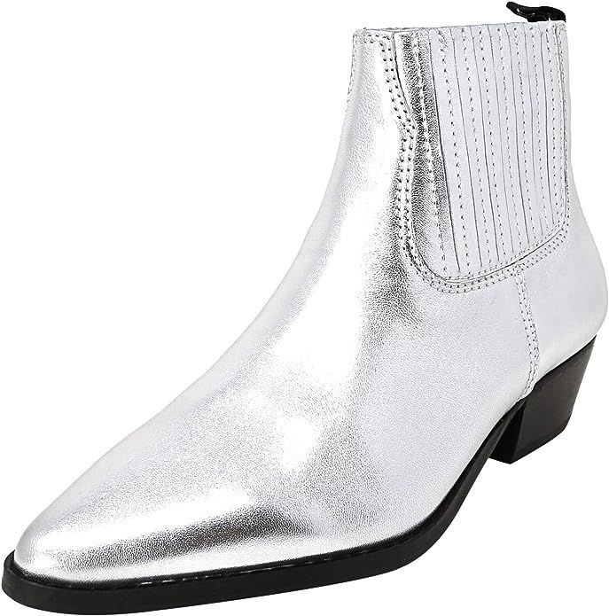 Steve Madden Women's Westie Western Boot, Silver Leather, 6.5 M US | Amazon (US)