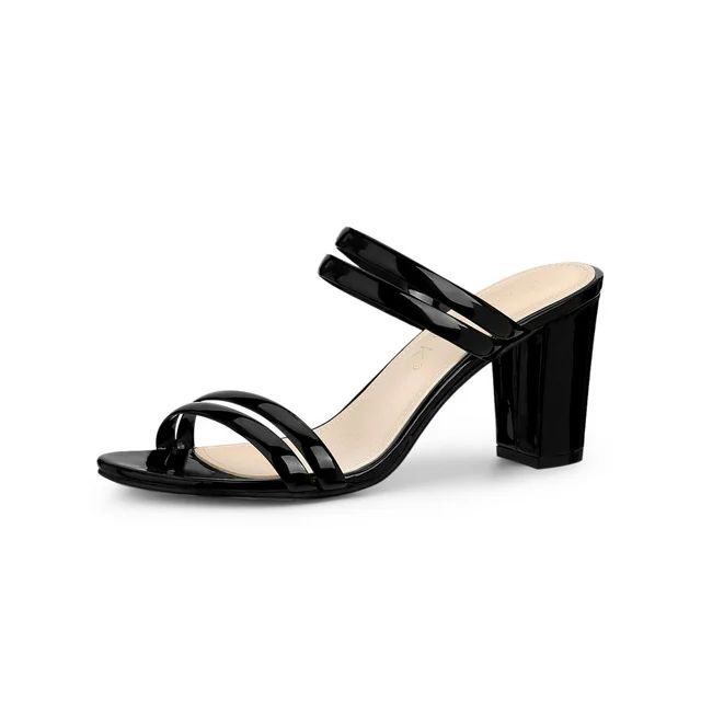 Allegra K Strappy Chunky Heel Slides for Women Mules Sandals | Walmart (US)