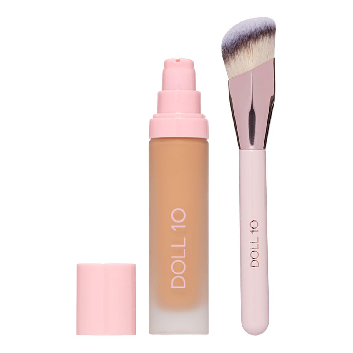 Doll 10 T.C.E. Super Coverage Serum Makeup with Peptides & Brush | HSN