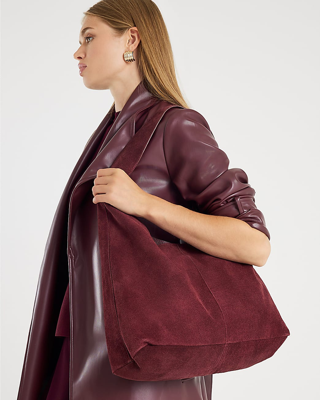 Red Suede Slouch Shopper Bag | River Island UK & IE