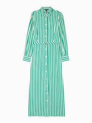 Tommy Hilfiger Women's Adaptive Stripe Shirt Dress Green/White - XS | Tommy Hilfiger (US)