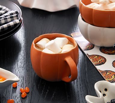 Pumpkin Shaped Stoneware Mugs | Pottery Barn (US)