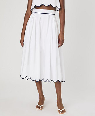 Women's Alexis Cotton Scallop Midi Skirt | Macy's