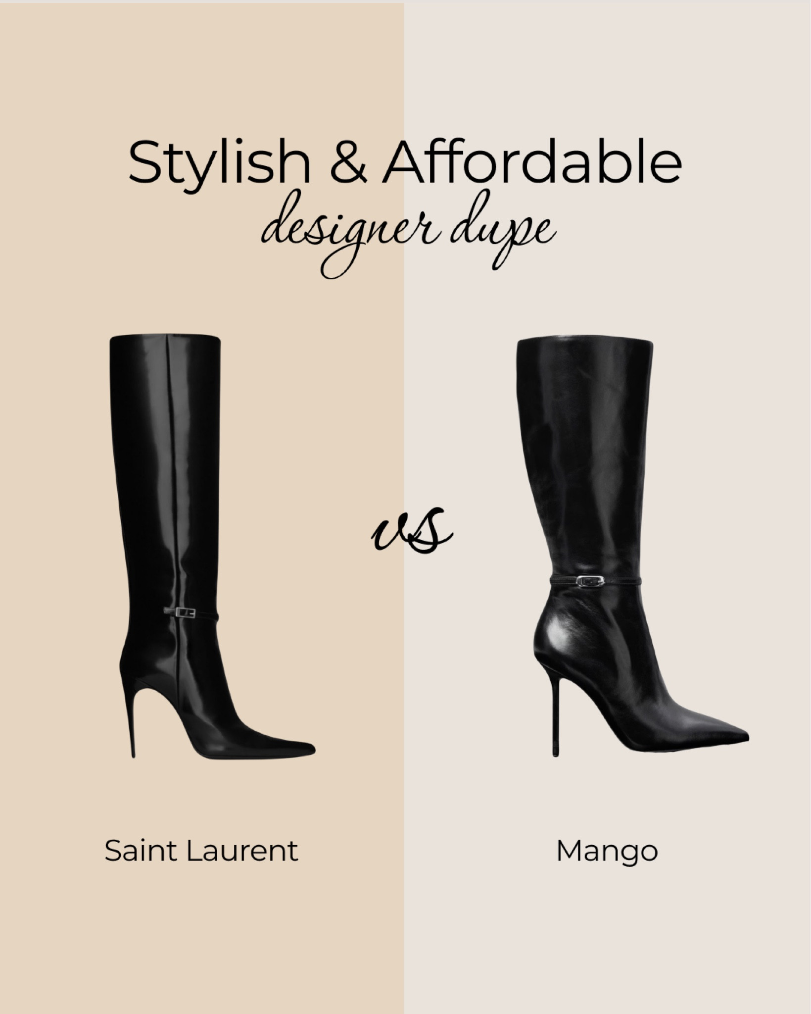Dupe or not? The best dupe of the moment 🖤 Saint Laurent Vendome Boots in glazed leather, Mango heel leather boots. I have linked different countries ✨

#LTKshoecrush #LTKMostLoved #LTKstyletip