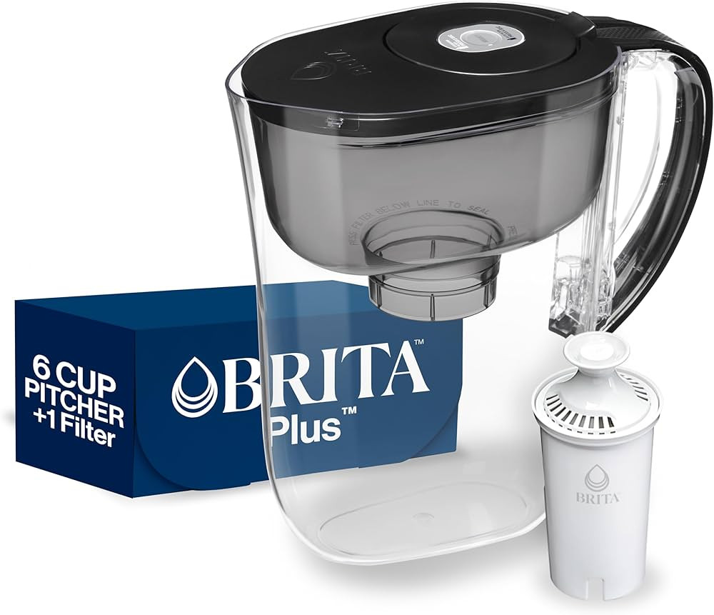 Brita Small 6 Cup Water Filter Pitcher, 1 BritaPlus Filter, Metro, Black (Package May Vary) | Amazon (US)