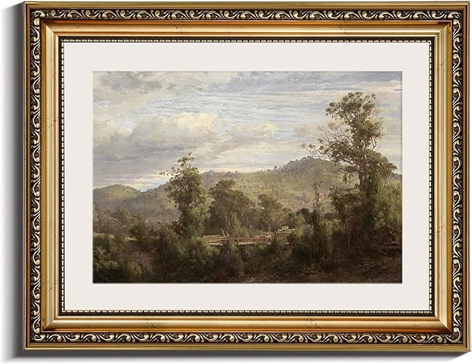 InSimSea Retro Gold Framed Wall Art, Home Room Rustic Nature Scenery Vintage Wall Decor, Canvas P... | Amazon (US)