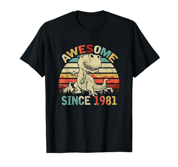 Dinosaur 38th Birthday Boy T-Shirt Gift Awesome Since 1981 | Amazon (US)
