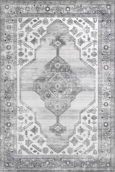 Rain Haven Native Iris Medallion Washable Gray Rug | Rugs USA