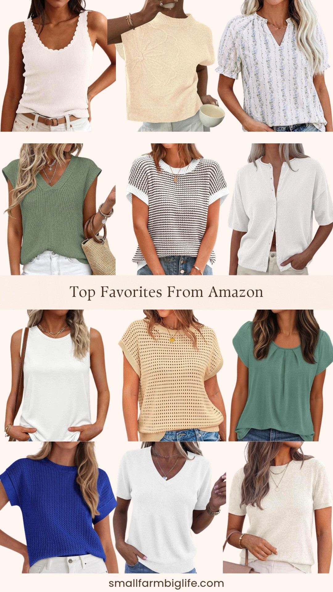 These are the kinds of tops I keep reaching for all summer long because they are easy, pretty, and work with everything already in your closet. I love a good crochet or knit top for summer and Amazon has so many right now in classic white, soft sage green, light khaki, and that pretty royal blue crochet that is so fun for the season. Whether you are looking for a casual everyday top or something a little more polished to dress up with accessories, there is something in this roundup for every summer outfit you are planning. Tap to shop! 

 #LTKgrwm #LTKootd #LTKOver40