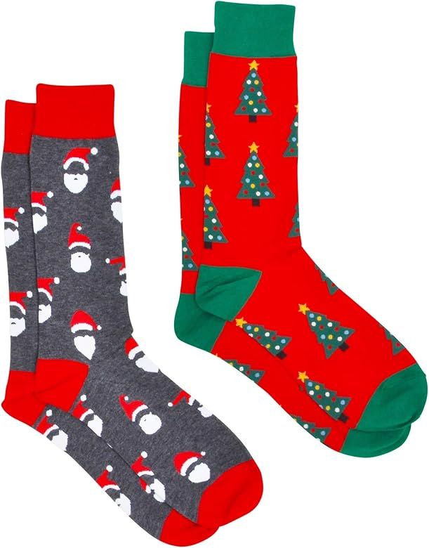 360 Threads Mens Novelty Socks 2 Pair Set - Christmas Dad Hot Sauce Food Holiday | Amazon (US)