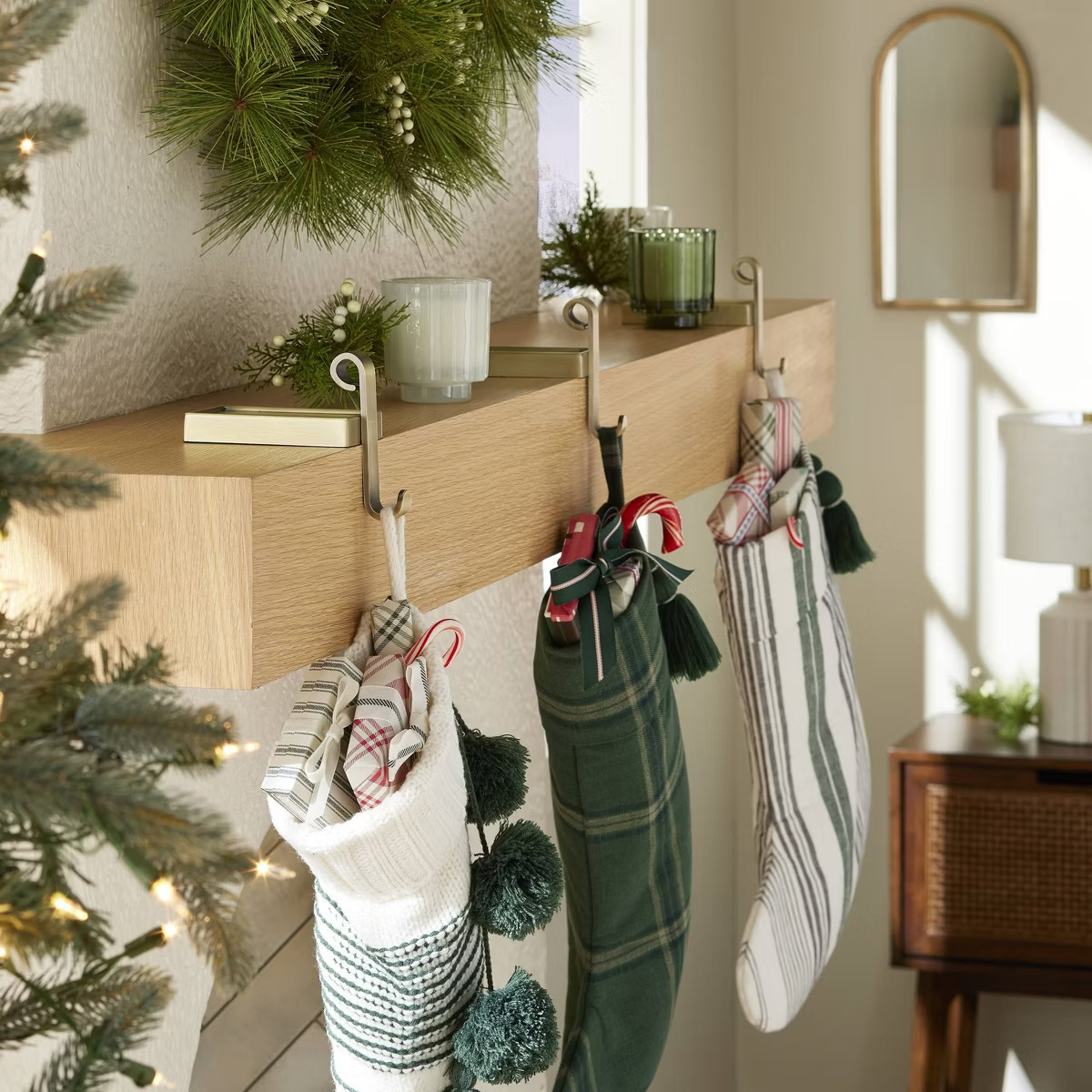 Mantle Hook Christmas Stocking Holder with Garland Loop Antique Brass  - Hearth & Hand™ with Ma... | Target