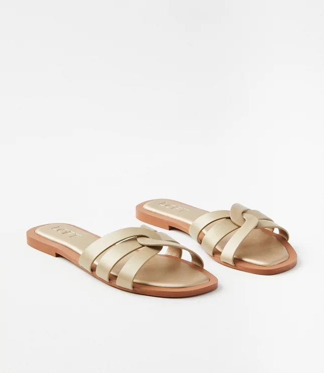 Strappy Leather Slide Sandals | LOFT