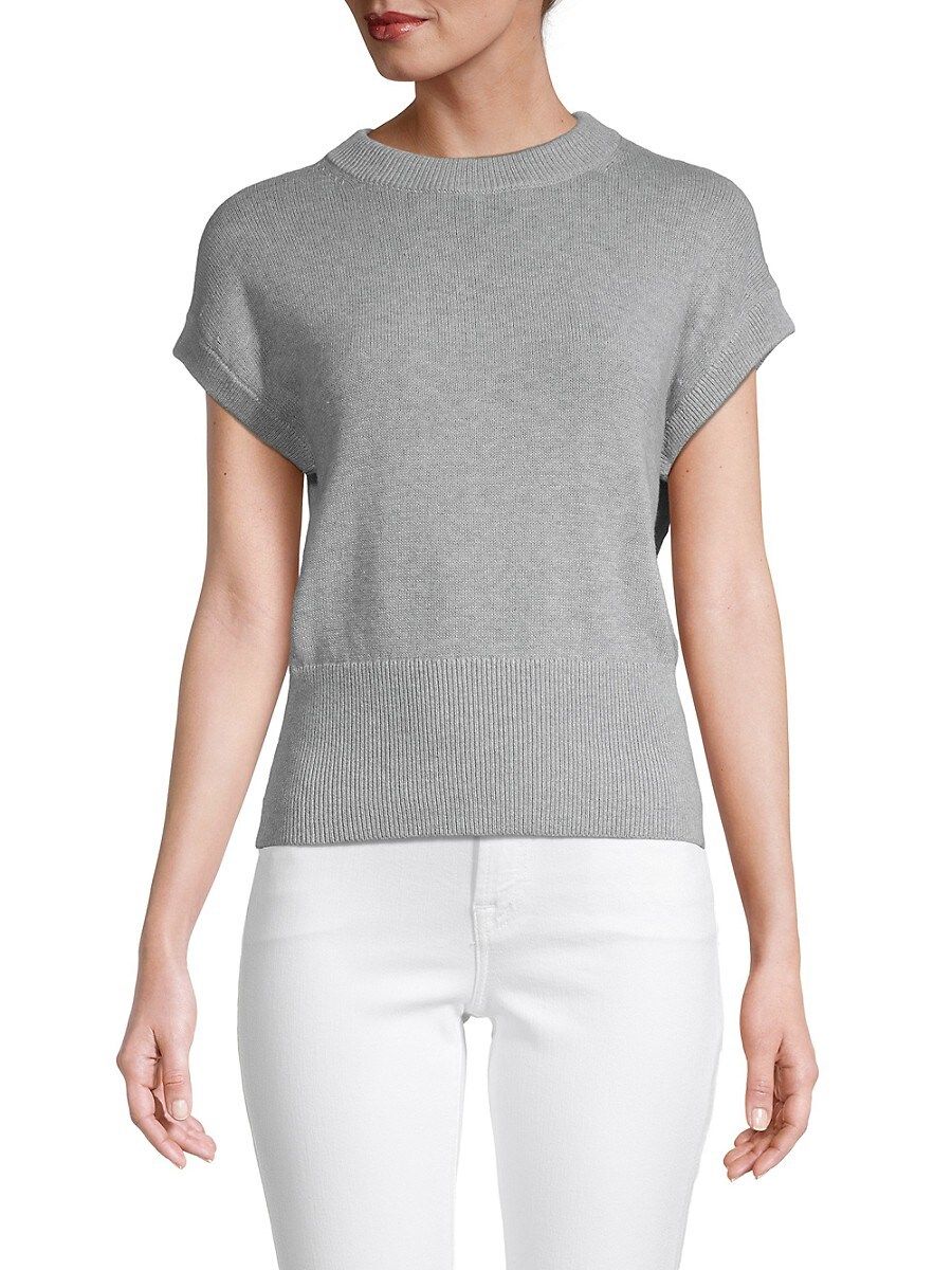Saks Fifth Avenue Women's Short-Sleeve Crewneck Sweater - Grey - Size L | Saks Fifth Avenue OFF 5TH