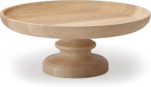 Modern Market Pedestal Tray Decor, Round Decorative Tray, Rustic Farmhouse Centerpiece Wood Tray,... | Amazon (US)