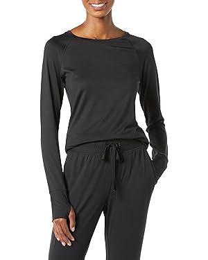 Amazon Essentials Women's Brushed Tech Stretch Long-Sleeve Crewneck Shirt (Available in Plus Size... | Amazon (US)