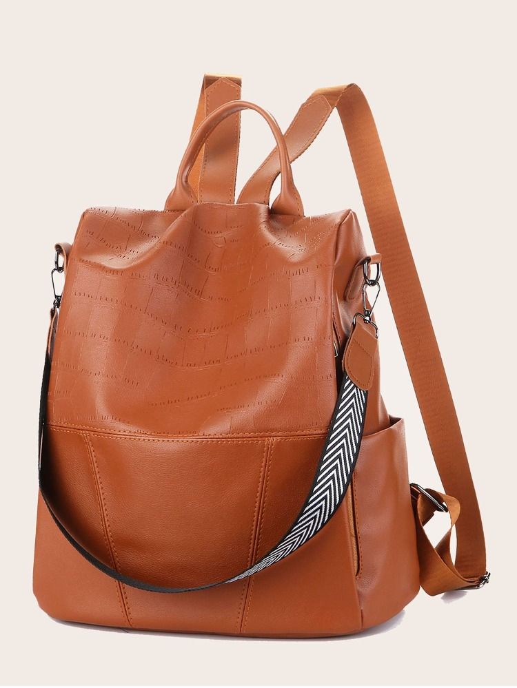 Croc Embossed Anti-theft Backpack | SHEIN