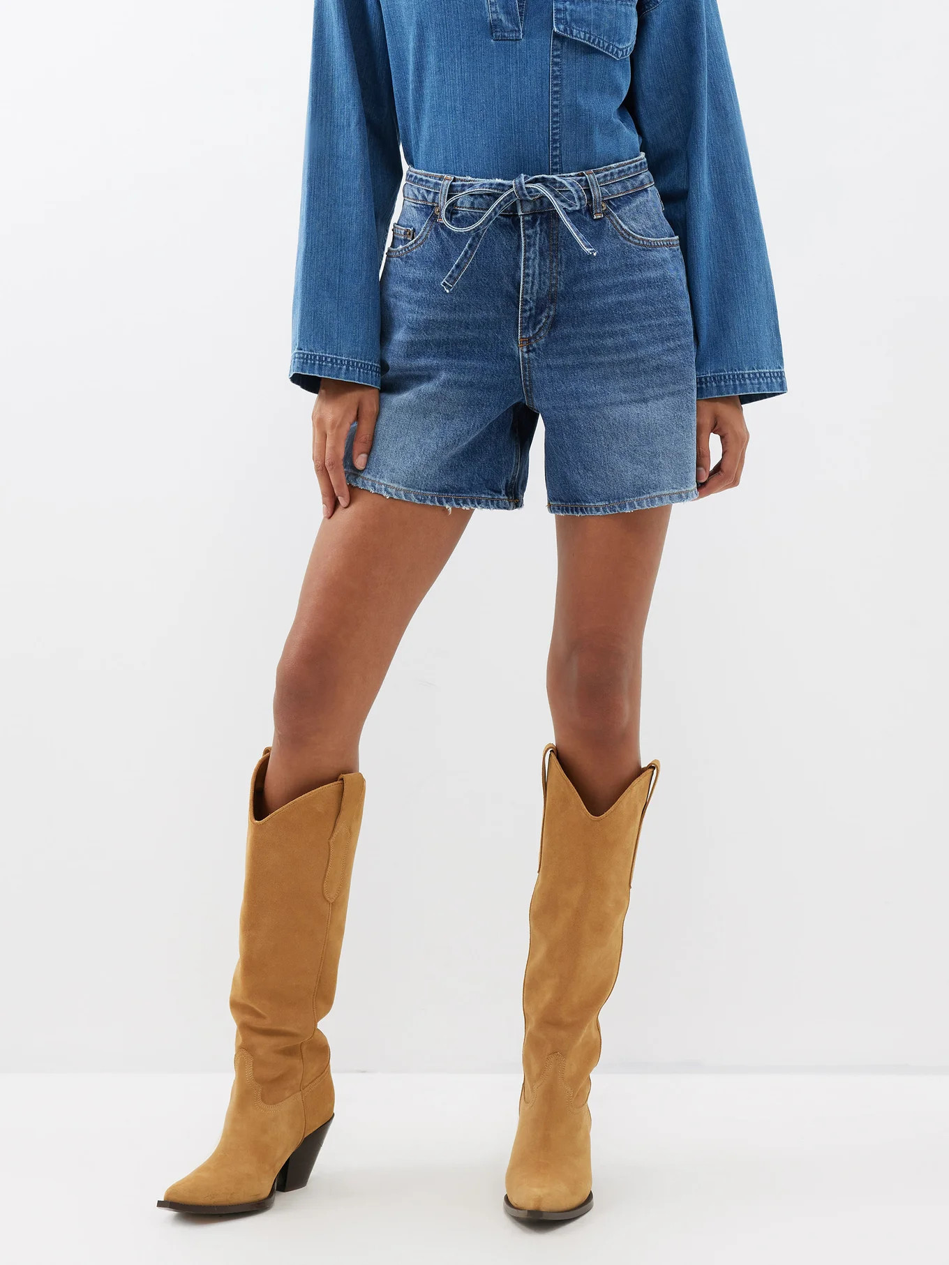 Macha belted denim Bermuda shorts | ba&sh | Matches (US)