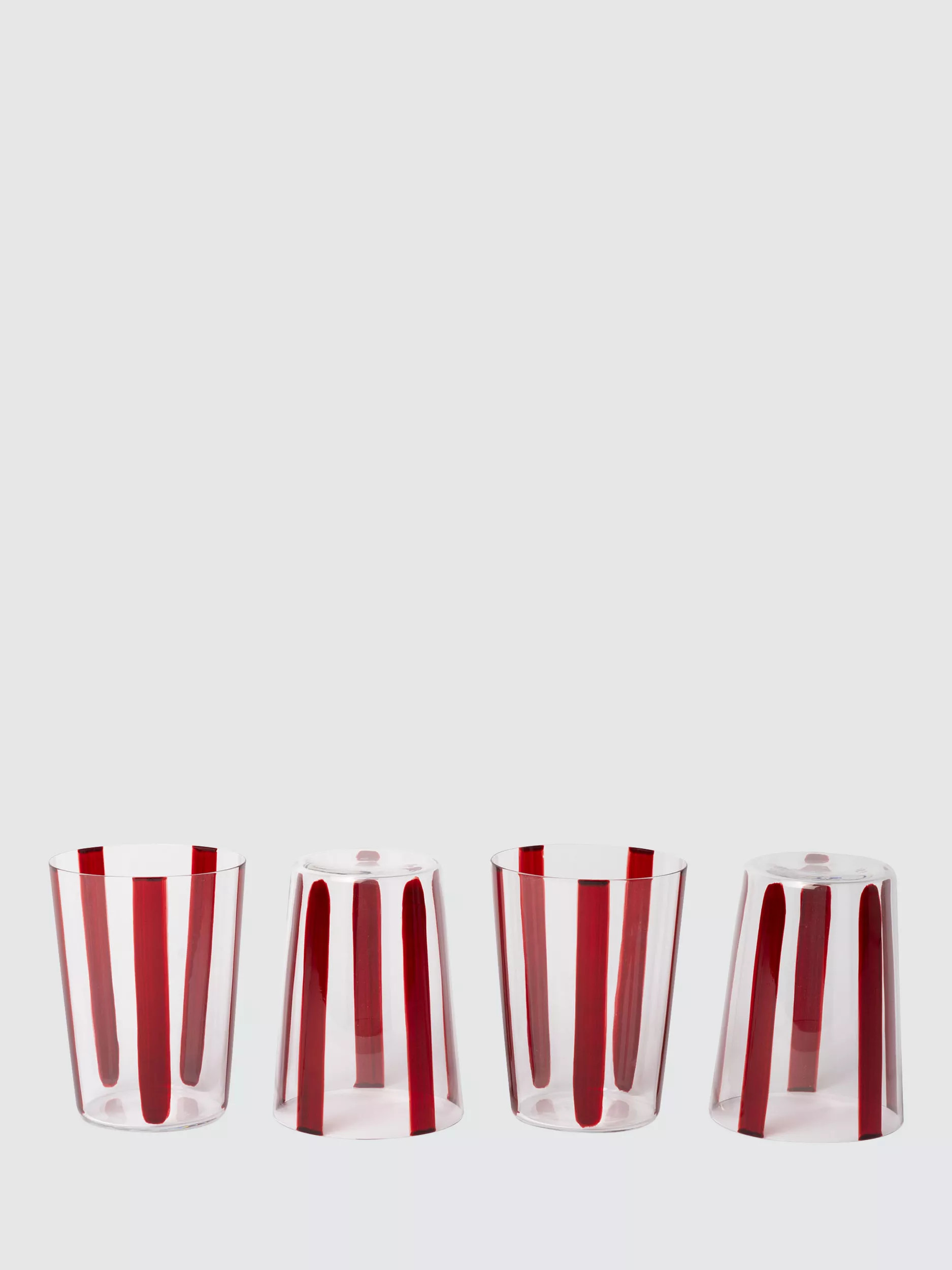 The Conran Shop Nova Stripe Crystal Glass Tumbler, Set of 4, 500ml, Burgundy | John Lewis (UK)