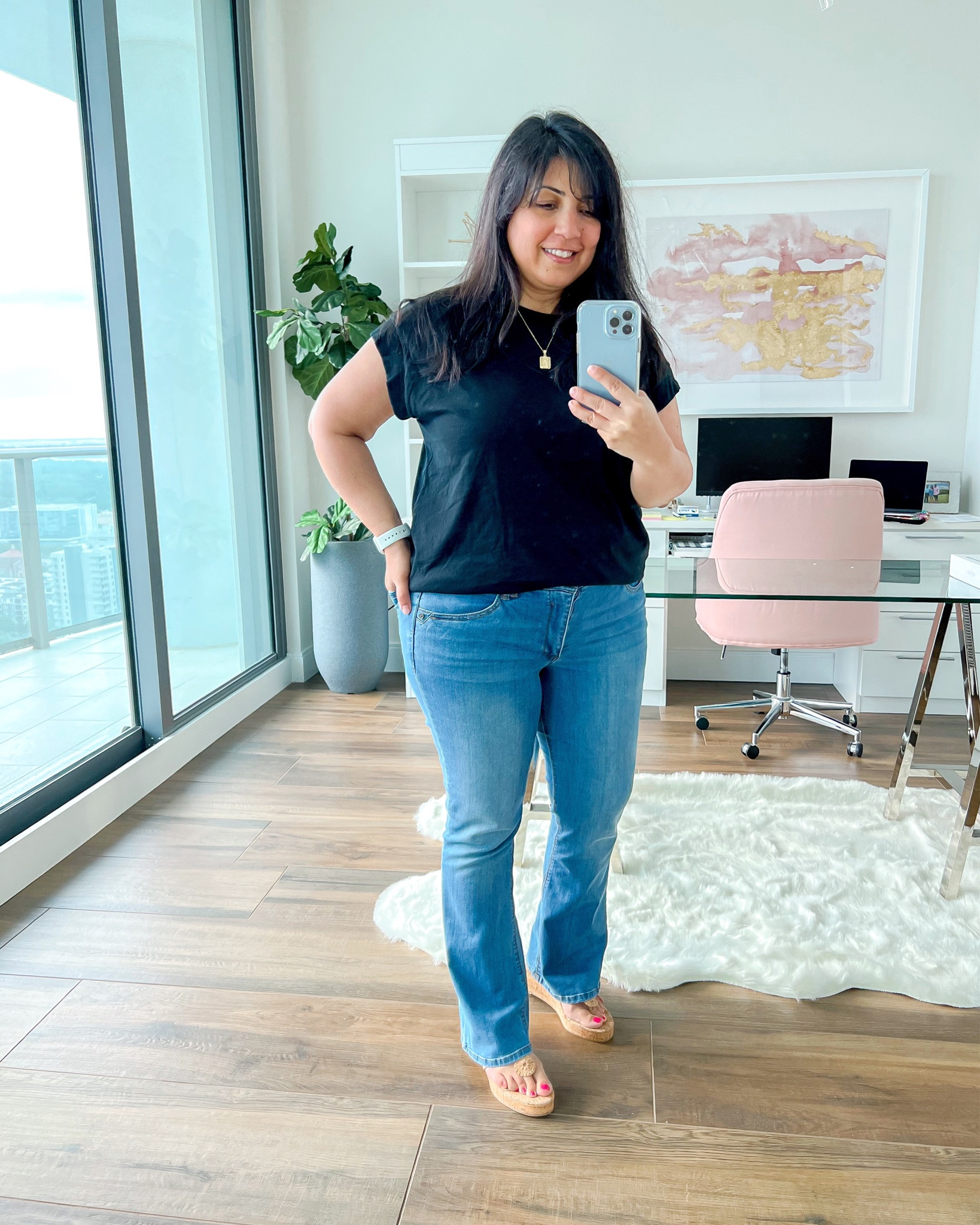 Today’s OOTD. Loving this $10 black tee from Target! Available in several other colors too. Wearing here in size large. Wit and Wisdom bootcut jeans size 12 petite. Jack Rogers mid wedge cork sandals true to size. 

#liketkit @shop.ltk https://liketk.it/48P9s

Spring outfit idea, spring outfits, spring outfit inspiration, summer outfit inspiration, summer fashion, spring break outfit, everyday outfits spring, casual outfits, summer outfits, spring outfits 2023, spring fashion 2023, summer outfits 2023, summer fashion 2023, black tee and jeans, summer sandals, cork sandals, Target tee, everyday casual outfit

#LTKstyletip #LTKshoecrush #LTKFind