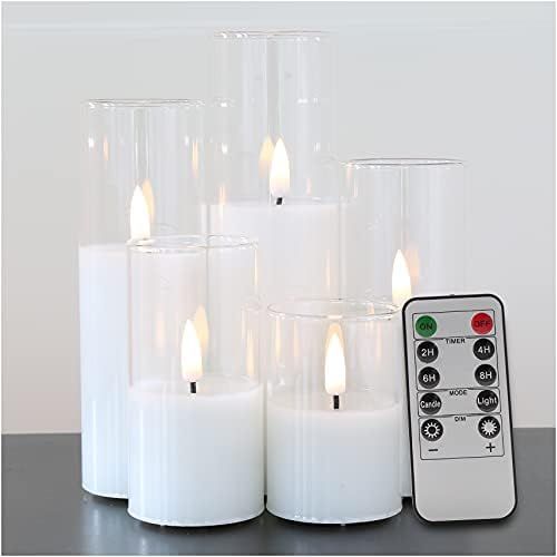 Eywamage 5 Pack Clear Glass Slim Flameless Candles Batteries Included, Flickering LED Battery Pil... | Amazon (US)