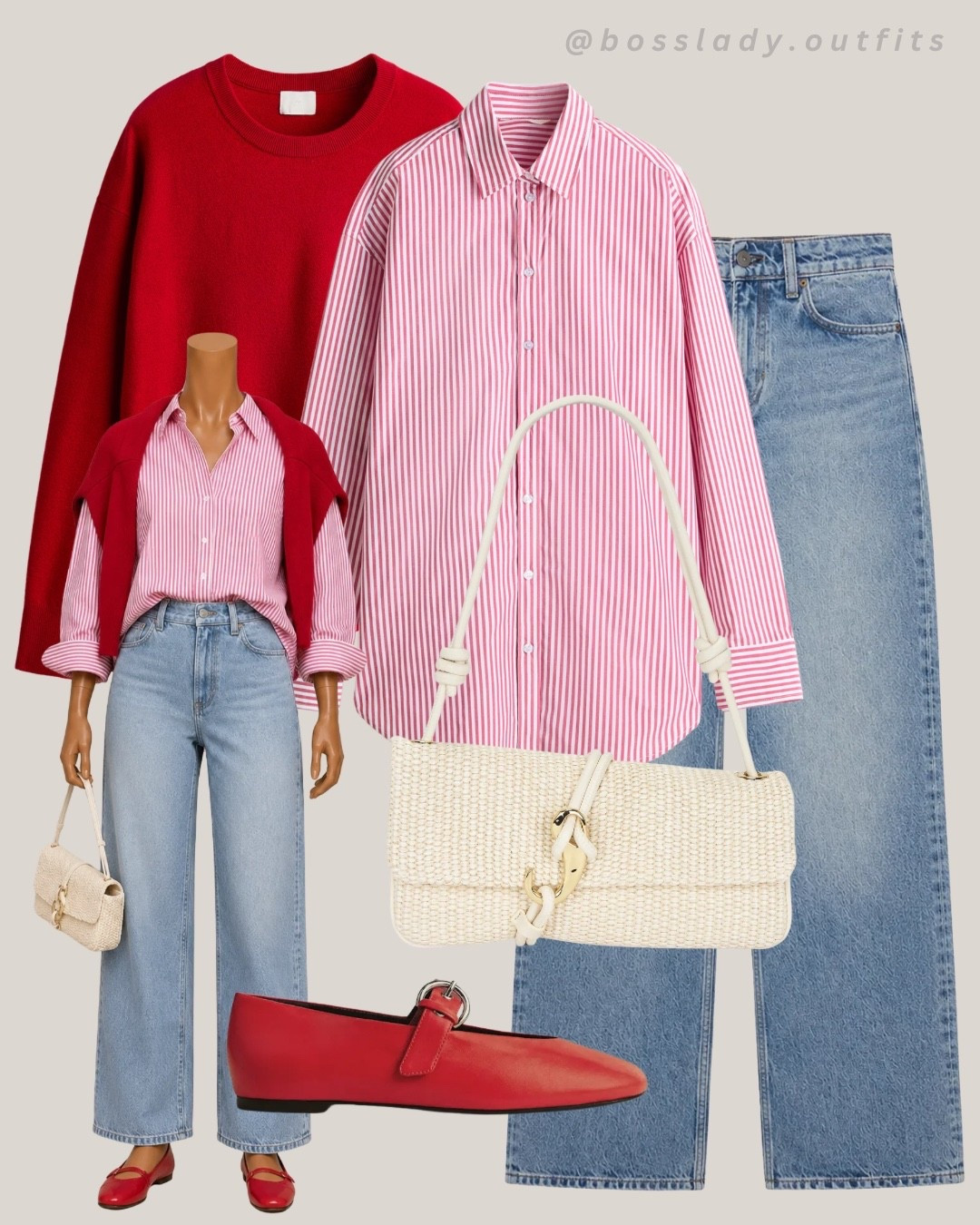 Red and pink never looked this good together

Tags: oversized red crewneck sweater, pink and red striped button down shirt, wide leg jeans, woven straw shoulder bag, gold hardware bag, red leather mary jane flats, red buckle loafers, casual chic outfit, spring outfit inspo, street style outfit

#LTKstyletip #LTKshoes #LTKbag