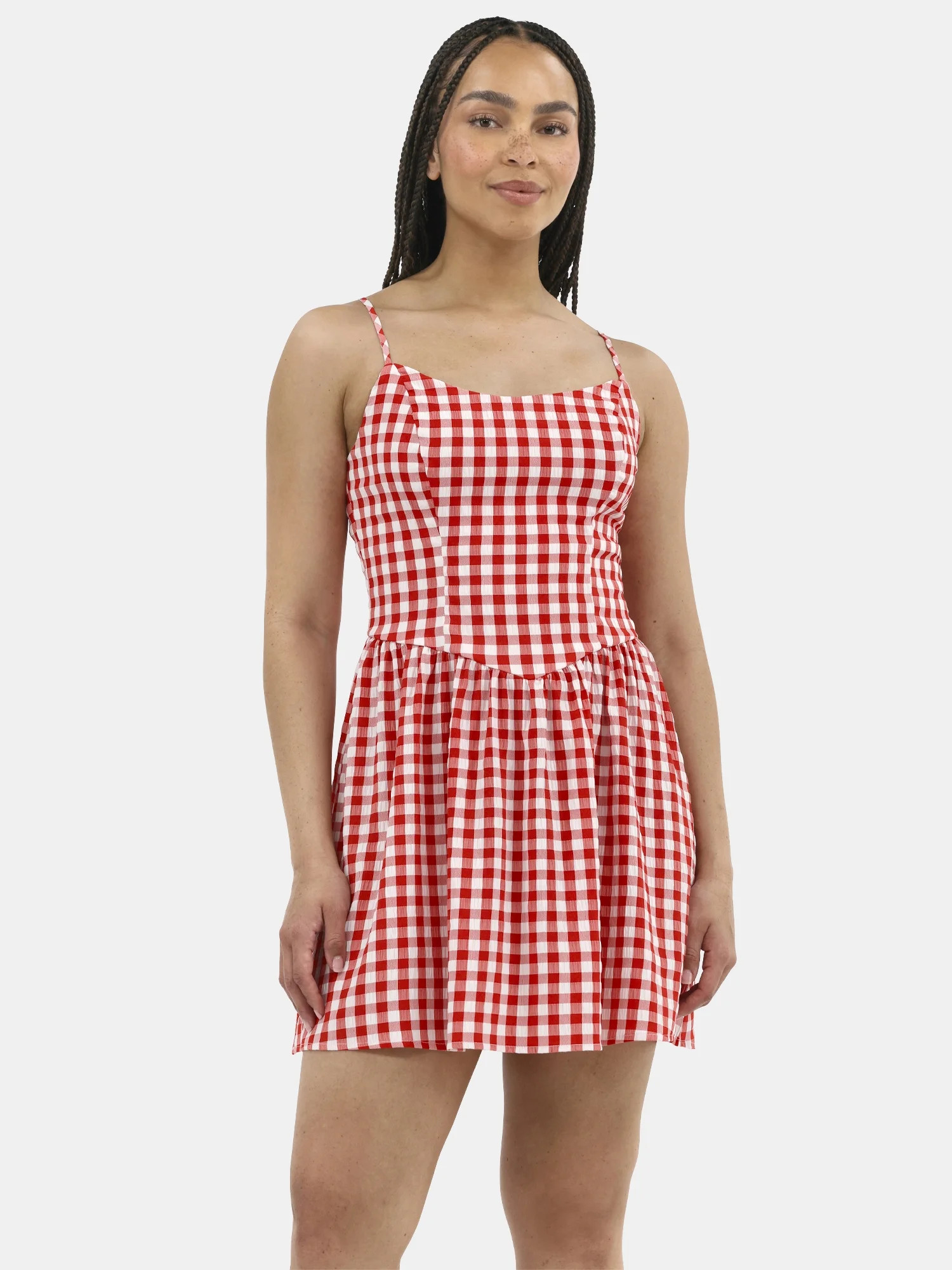 No Boundaries Seersucker Gingham Mini Dress, Women's | Walmart (US)