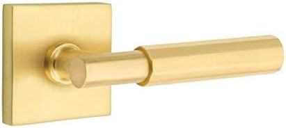 Emtek Select Passage, Square Rosette, T-Bar Stem, Faceted Lever (Right Hand, Satin Brass) | Amazon (US)
