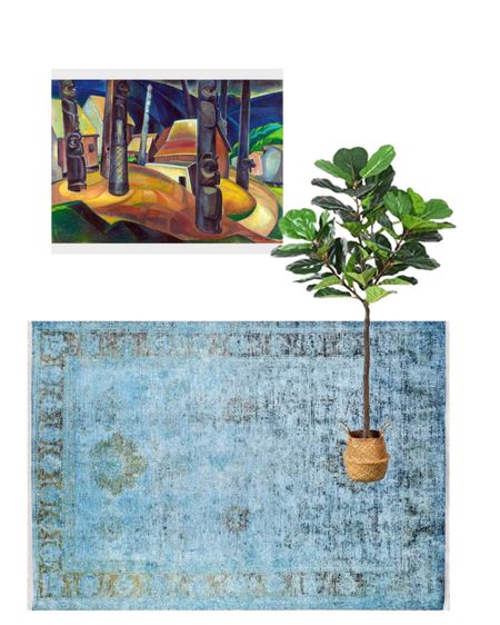 Decor finds to elevate any home office.  Vintage artwork and rug, faux tree.

#LTKBacktoSchool #LTKhome