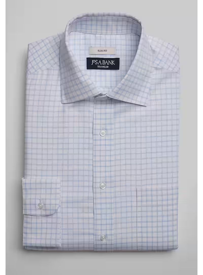 Traveler Collection Slim Fit Grid Dress Shirt | Jos. A. Bank