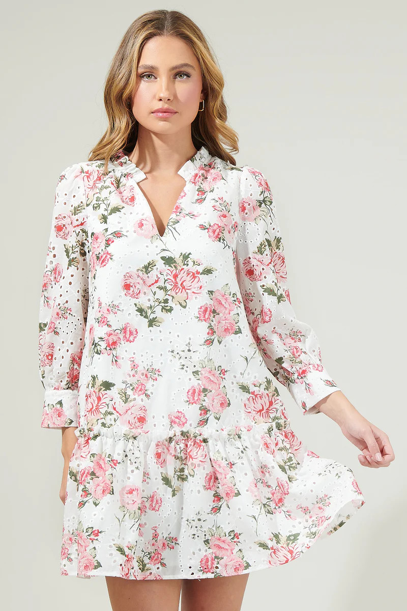 Villa Garden Eyelet Mini Dress | Sugarlips