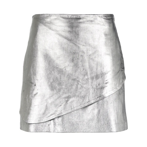 Bo.Bô Saia evasê 'Debi' de couro - Metallic | FarFetch BR