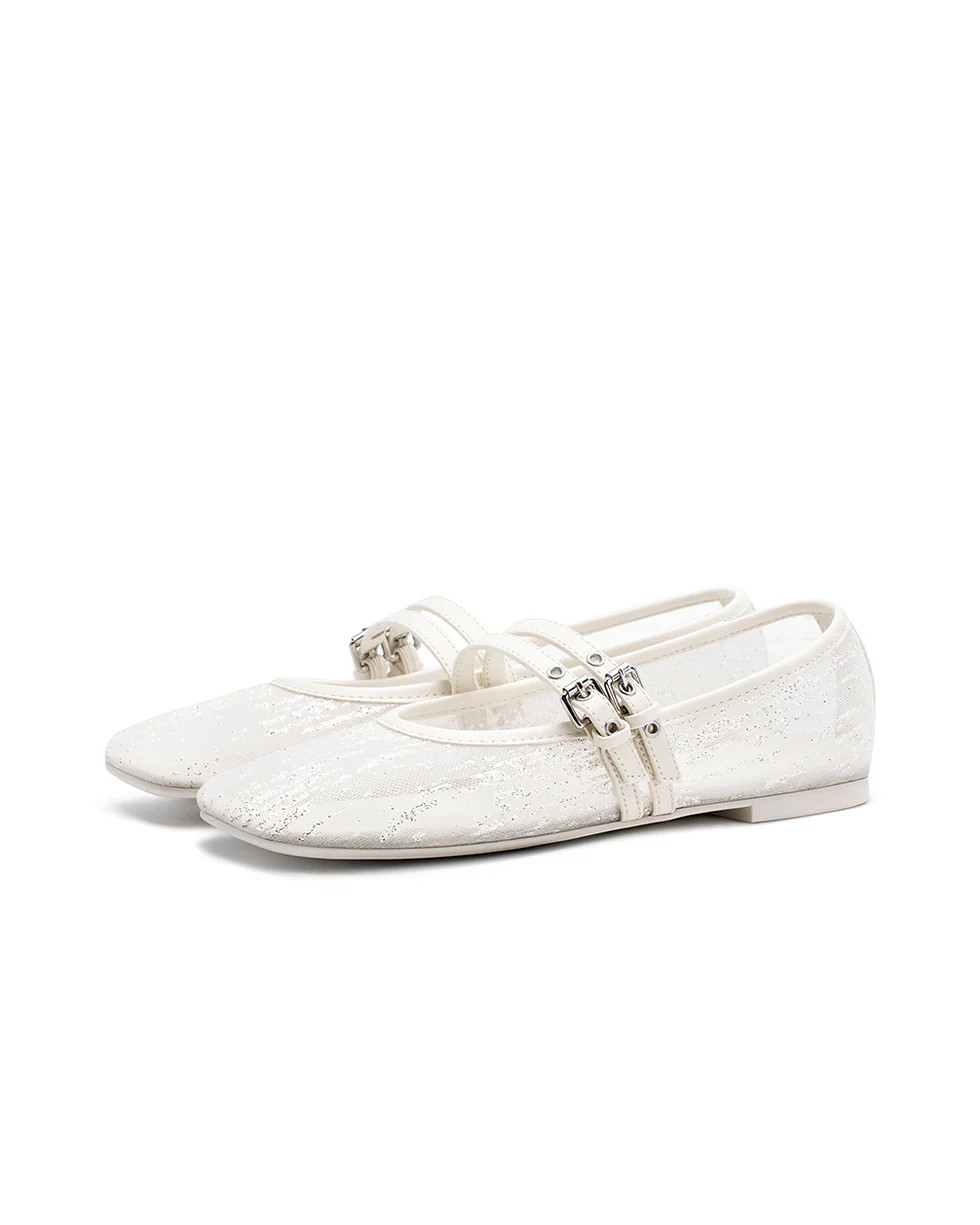 Magic | Square Toe Mary Jane Flats (Mesh) | Fitory Footwear US