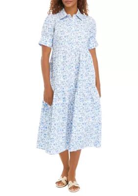 Crown & Ivy™ Women's Floral Printed Midi Shirt Dress | Belk