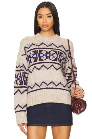 White + Warren Plush Alpaca Blend Fair Isle Crewneck in Oat Combo from Revolve.com | Revolve Clothing (Global)