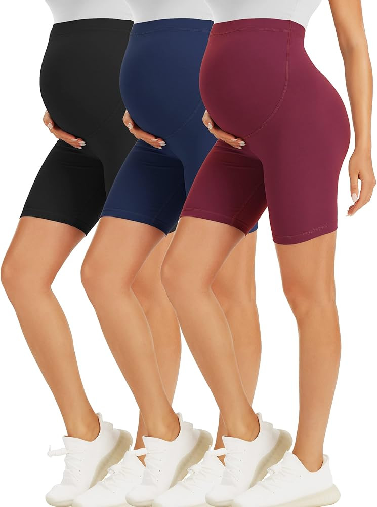 BONVIGOR Maternity Shorts Over The Belly Pregnancy Biker Shorts Workout Yoga Active Athletic Preg... | Amazon (US)