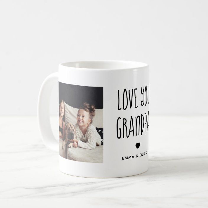 Love You Grandpa | Two Photo Handwritten Text Coffee Mug | Zazzle.com | Zazzle
