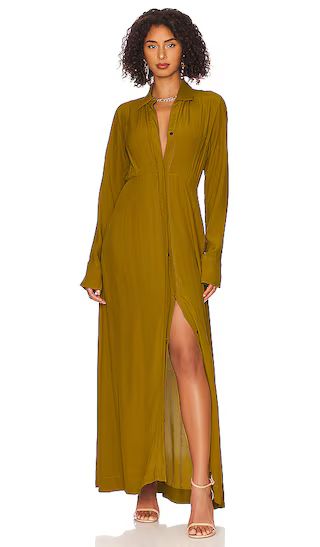 Long Sleeve Button Up Maxi Dress in Pear | Revolve Clothing (Global)