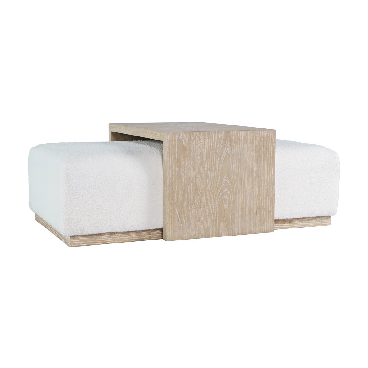Babs 48" Luxury Ivory Boucle Upholstered Sliding Ottoman with Wheels and Table Top | Wayfair North America