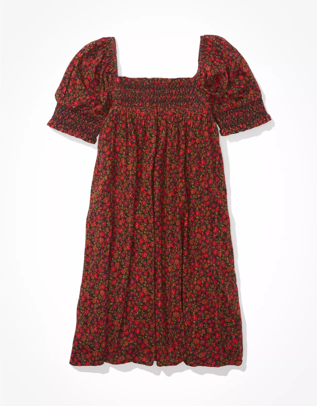 AE Floral Smocked Puff-Sleeve Babydoll Dress | American Eagle Outfitters (US & CA)