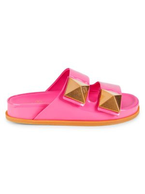 Rockstud Patent Leather Flat Sandals | Saks Fifth Avenue OFF 5TH