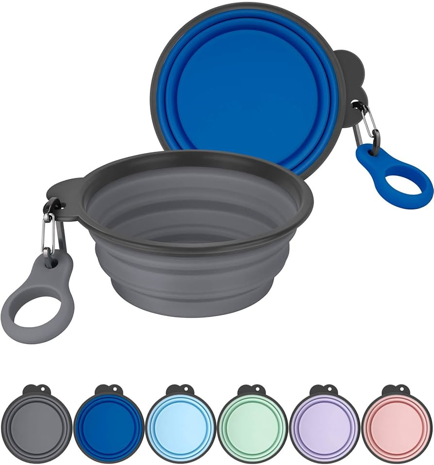 Aonkey Collapsible Dog Bowls with Bottle Carrier, 2 Pack Travel Dog Water Bowl Upgraded Carabiner... | Amazon (US)