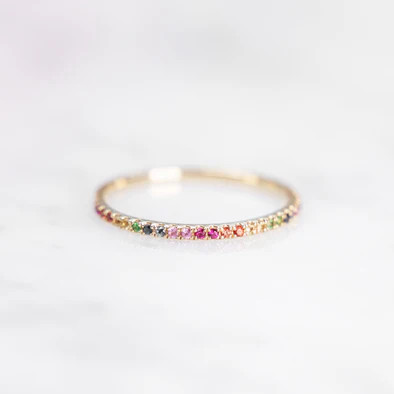 Dainty Rainbow Eternity Band | 14-Karat | Golden Thread