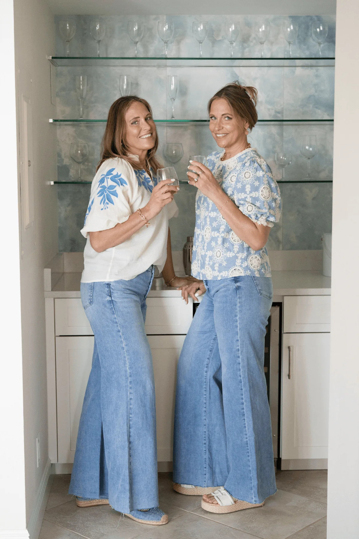 Risen Sunny Tummy Control High Rise Ankle Palazzo Jeans | Social Threads