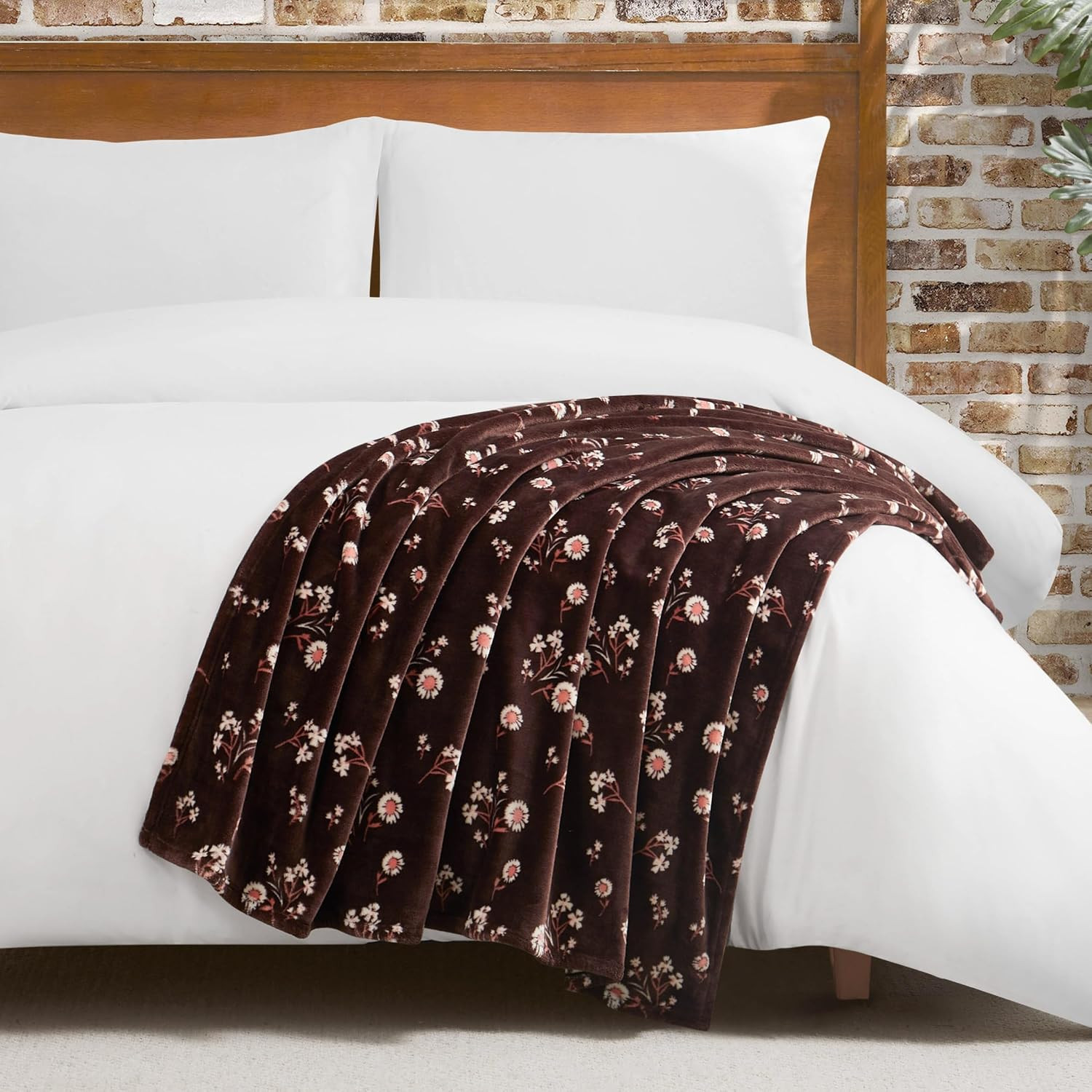 Lucky Brand Daisy Brown Floral 50"X70" Cozy Plush Blanket - Premium Microfiber Throw for Luxurious Comfort and Style | Amazon (US)