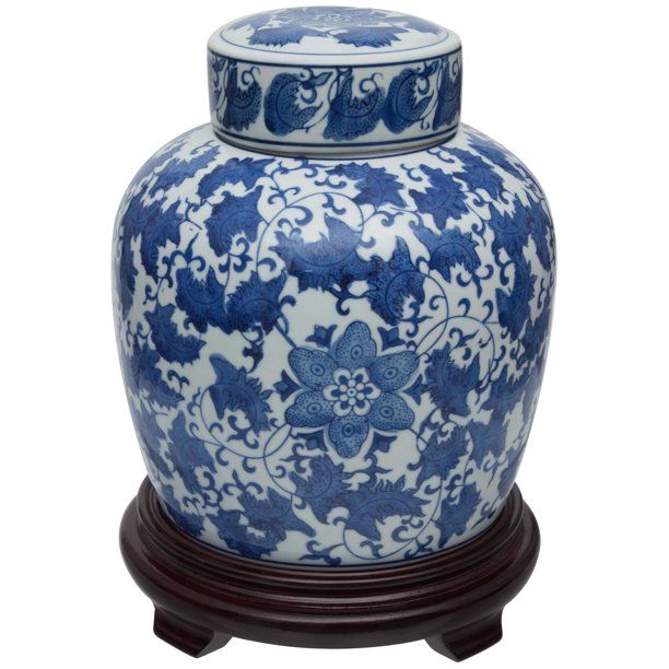 10" Floral Blue & White Porcelain Ginger Jar | Walmart (US)