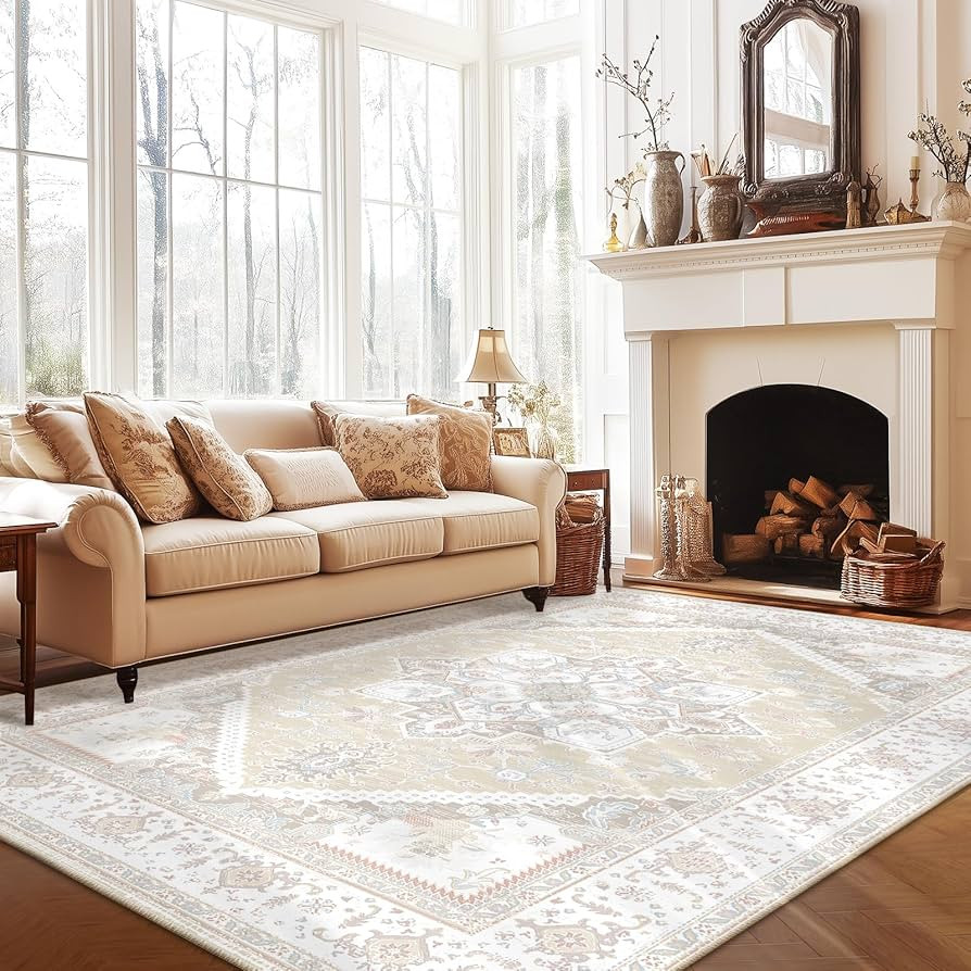 BESTSWEETIE 6x9 Area Rug for Living Room Washable Non Slip Rugs Low Pile Non Slip Vintage Print S... | Amazon (CA)